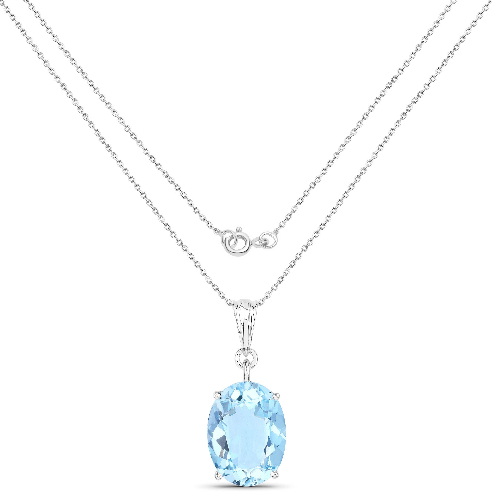 11.25 Carat Genuine Swiss Blue Topaz .925 Sterling Silver Pendant
