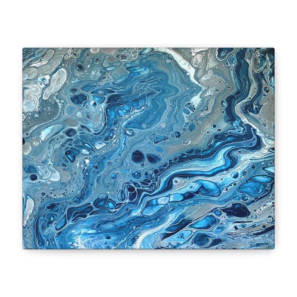 Bespattered Facade Blue Marble Stretched Matte Canvas Art Prints | Multiple Sizes