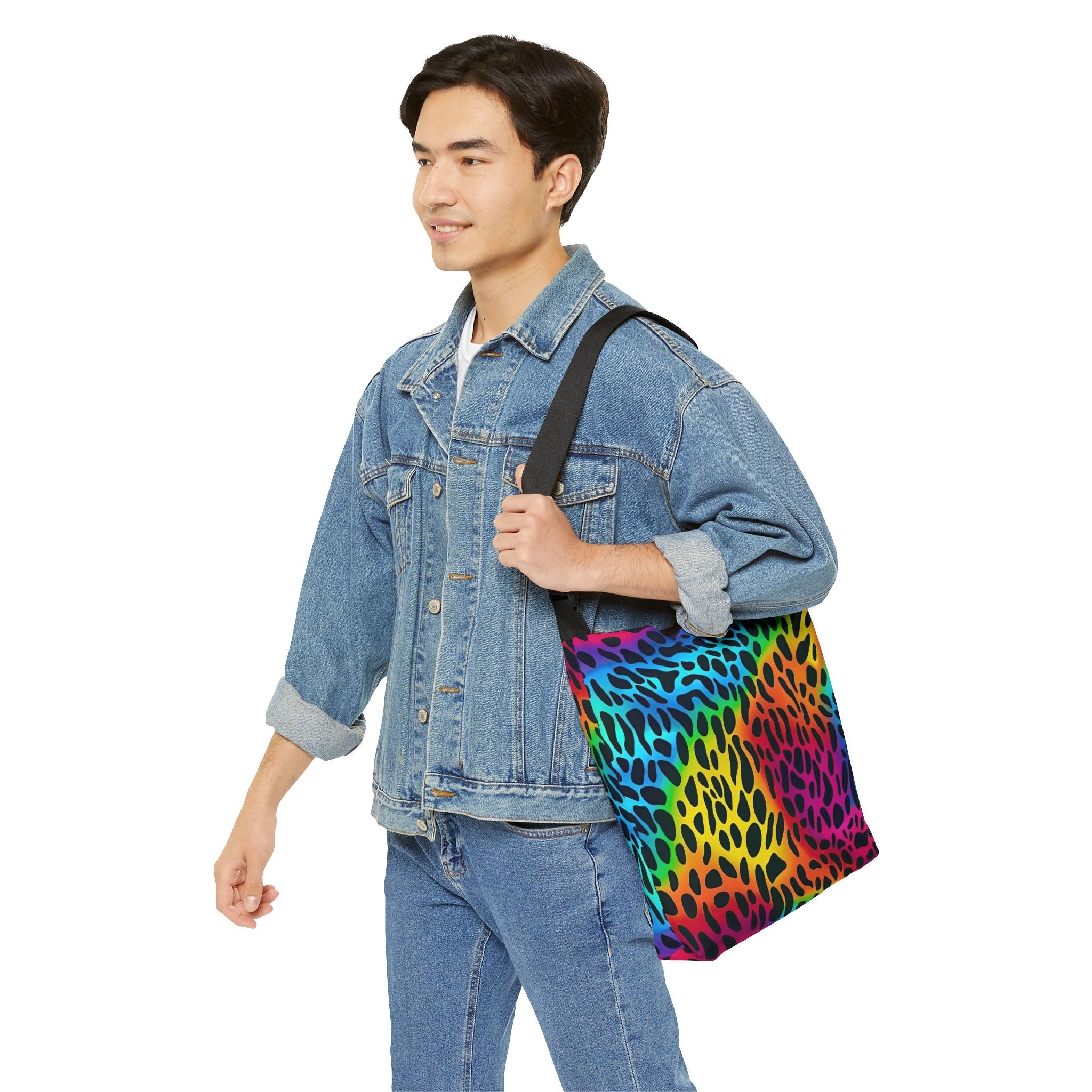 Bespattered Facade Rainbow Animal Print Adjustable Tote Bag | 2 Sizes