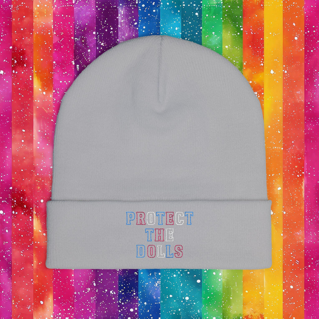 Bespattered Facade Protect the Dolls LGBTQ+ Pride Trans Support Embroidered Knit Beanie