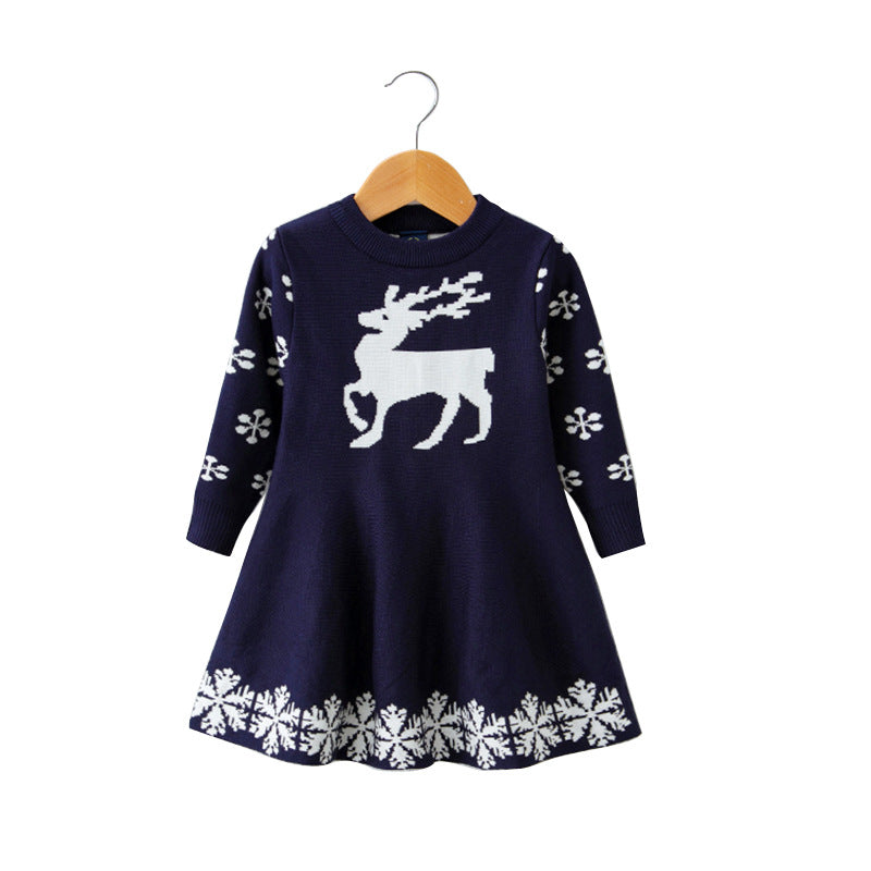 New Girls' Cotton Knit Dress - Long Sleeve Princess Dress