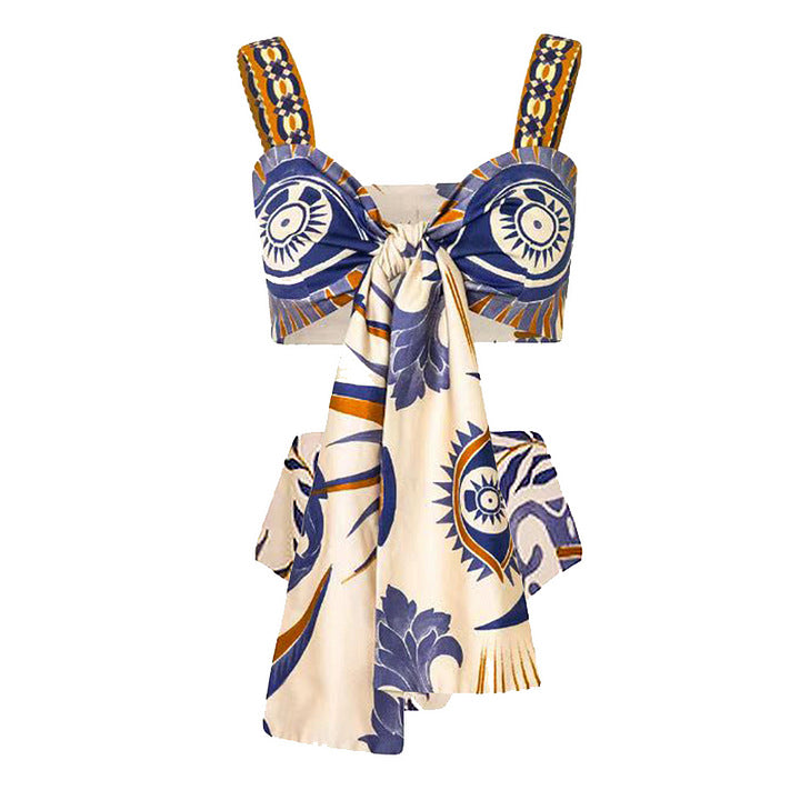 2024 New European Style Ruffled Print Bikini Set