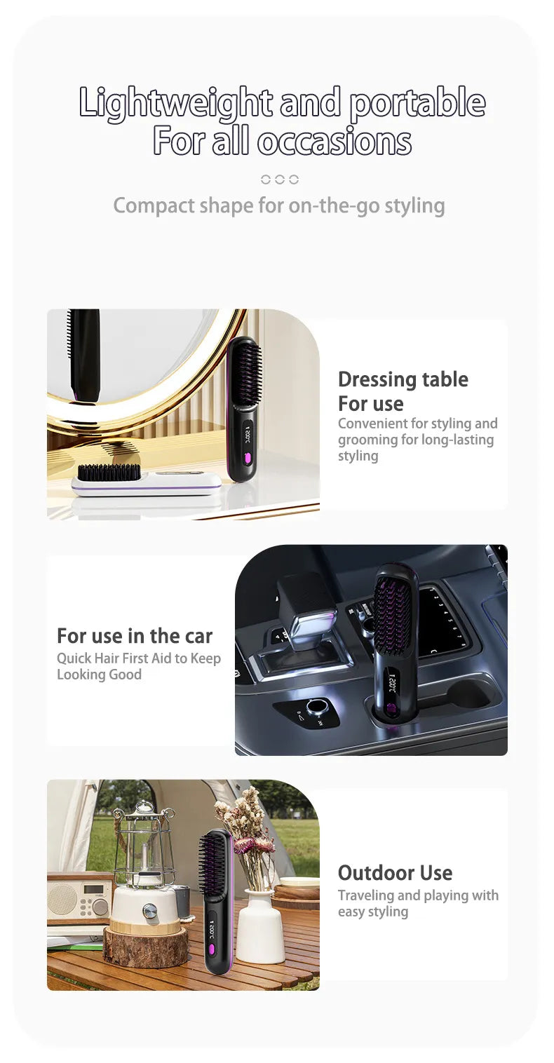 Portable 2 In 1 Hair Straightener Comb