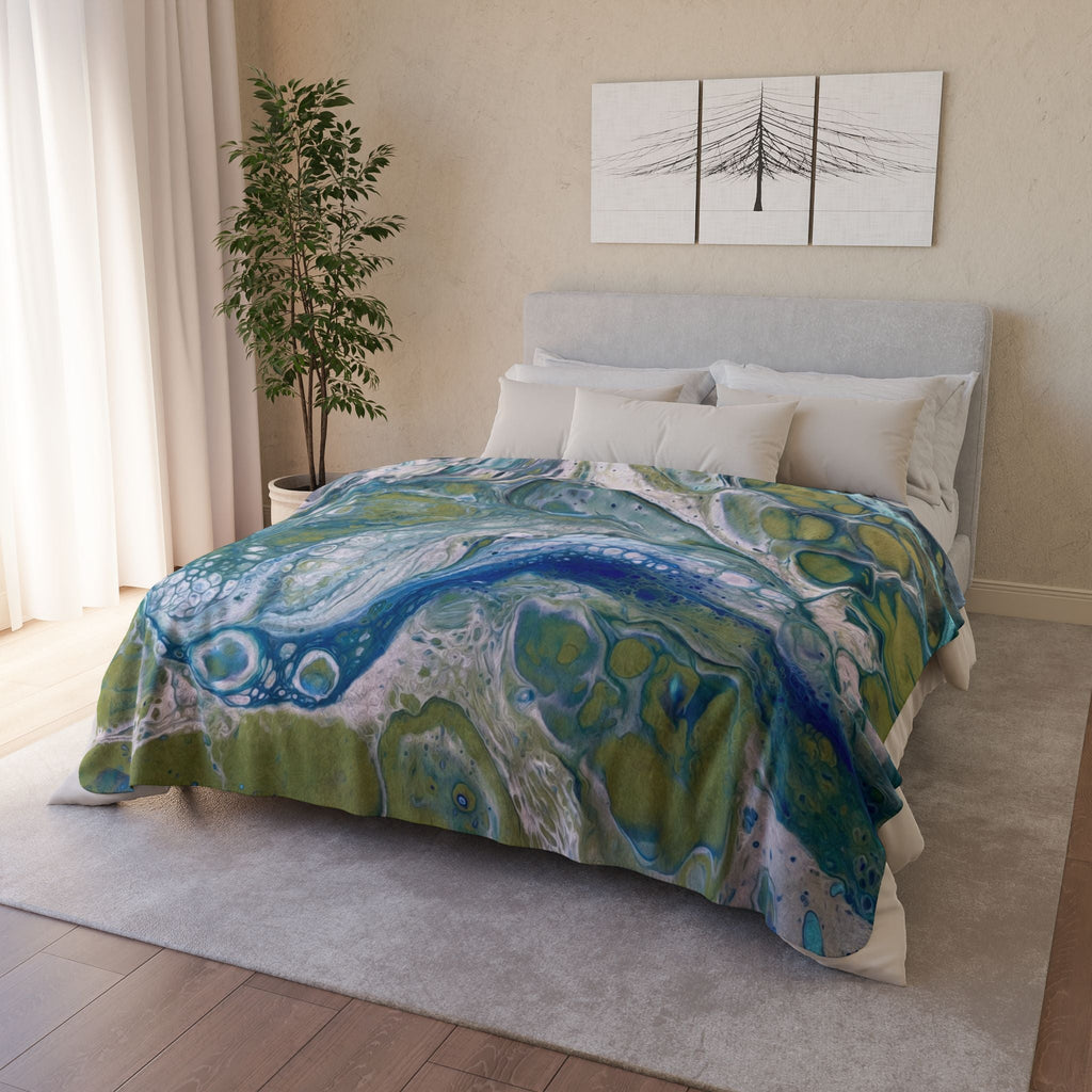 Bespattered Facade Sea Turtle Fleece Sherpa Blanket | 2 Colors & Sizes