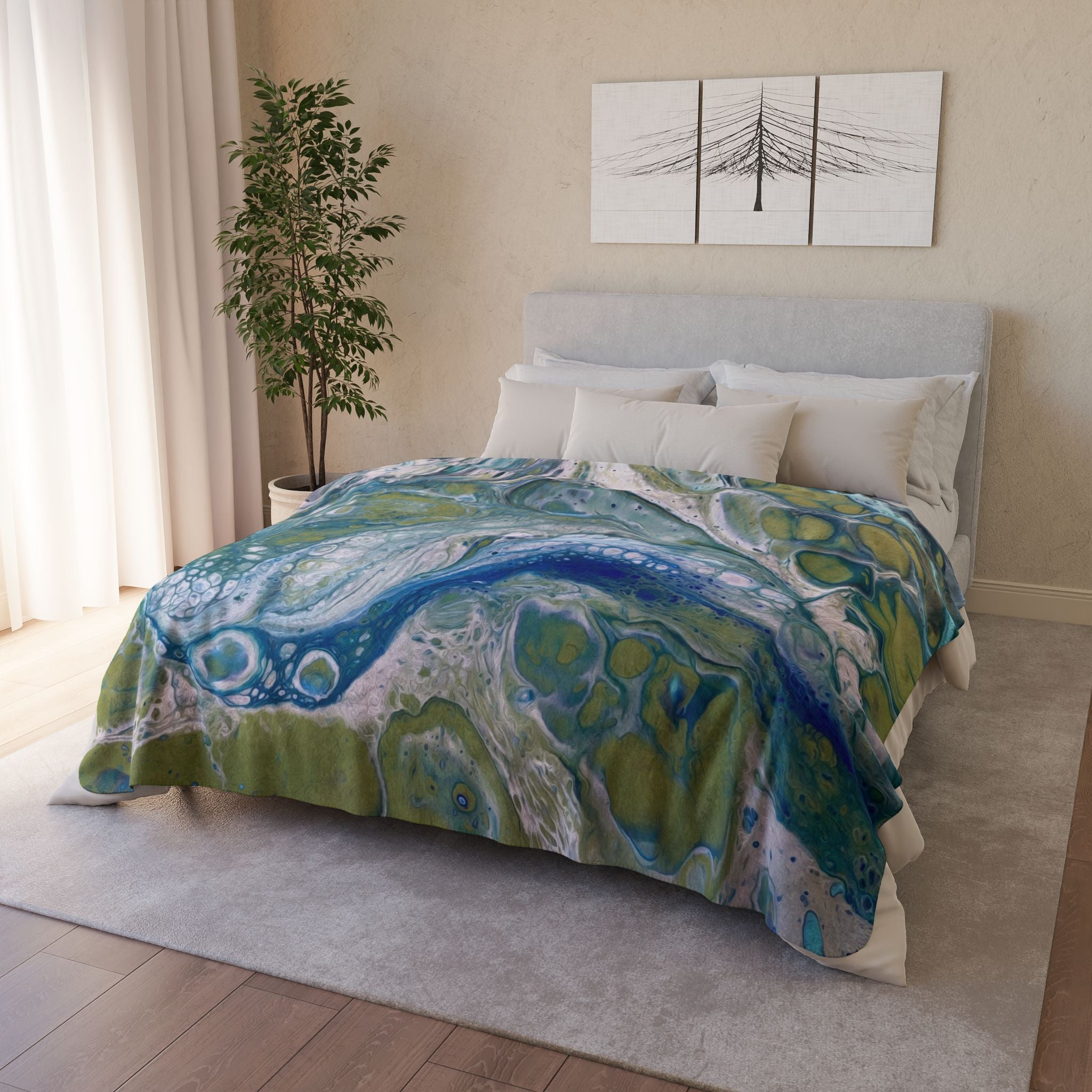 Bespattered Facade Sea Turtle Fleece Sherpa Blanket | 2 Colors & Sizes