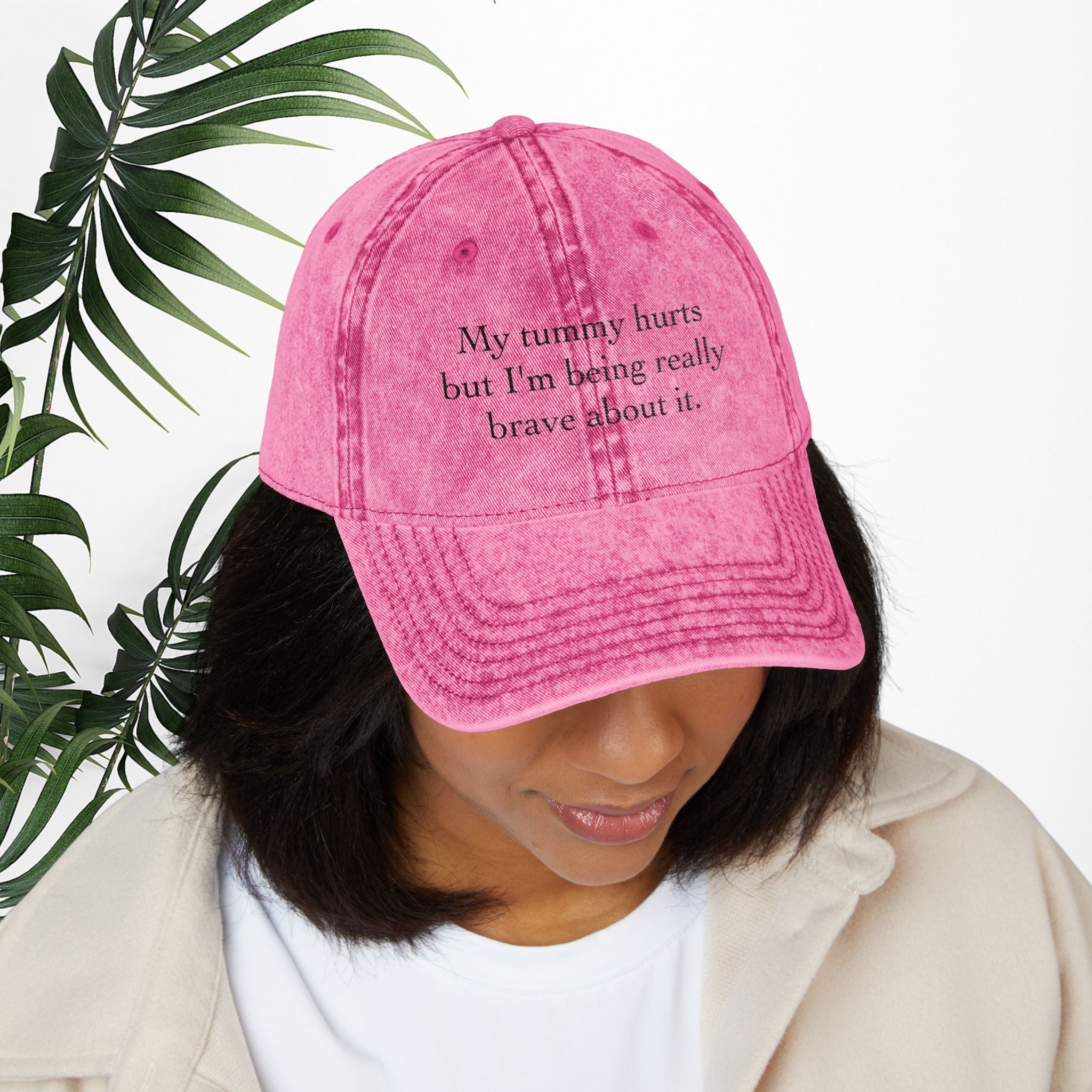 Bespattered Facade "My Tummy Hurts" Black Embroidered Vintage Cap