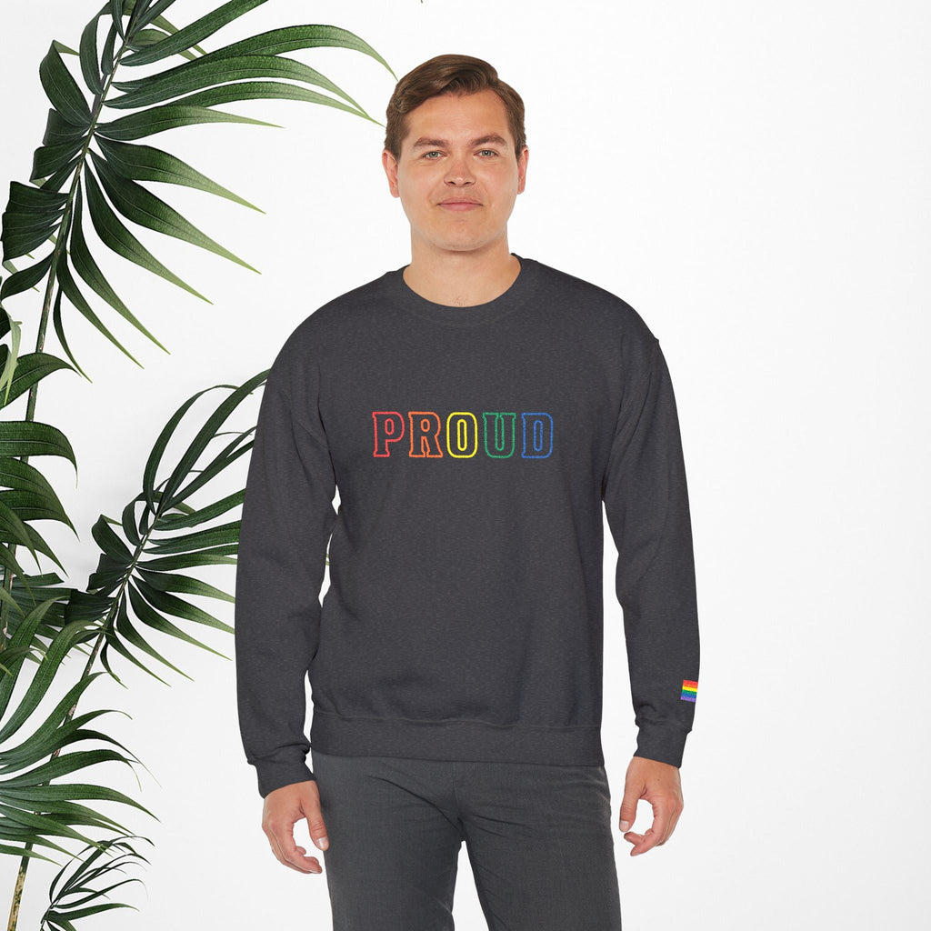 Bespattered Facade Proud Rainbow LGBTQ+ Pride Embroidered Crewneck Sweatshirt