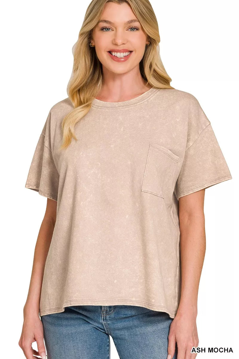 Zenana French Terry Acid Washed Relaxed Top & Short Set