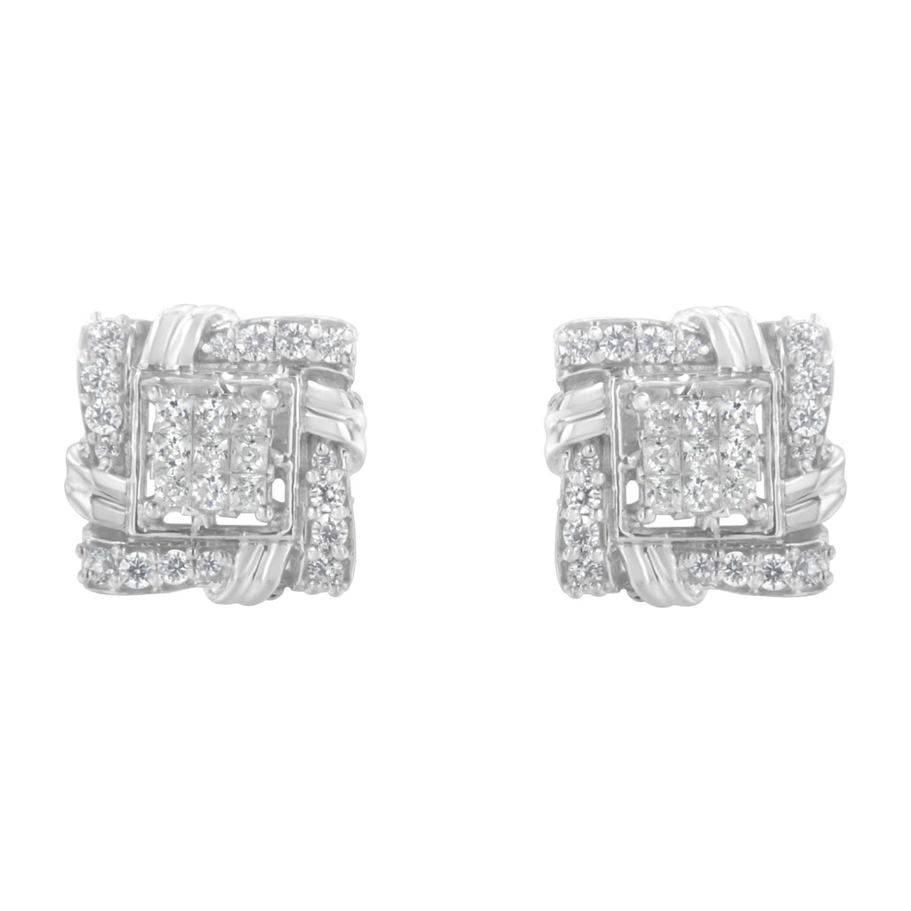 .925 Sterling Silver 1/2 Cttw Round-Cut Diamond Stud Earrings (I-J Color, I1-I2 Clarity)