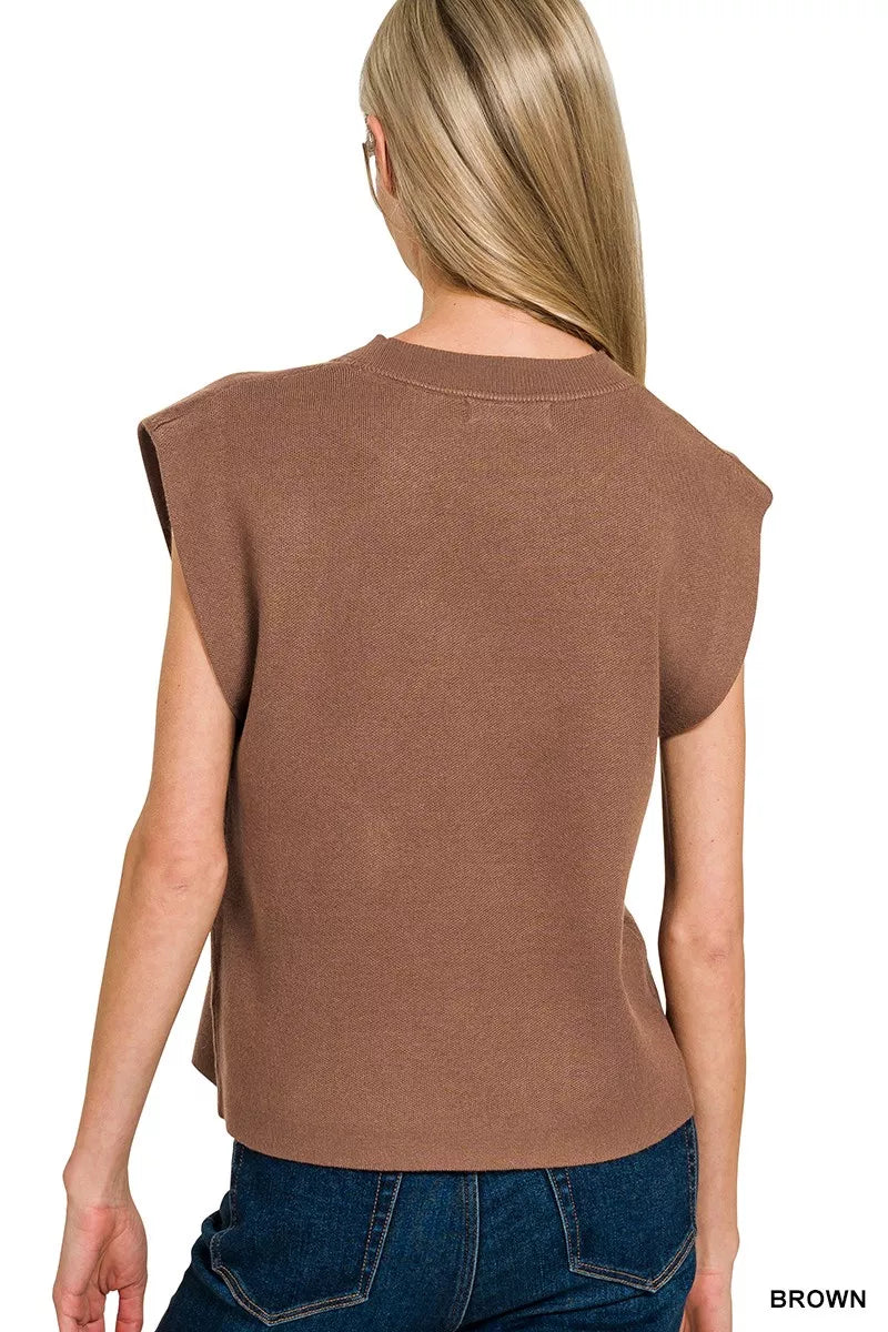 Zenana Round Neck Viscose Sweater Vest