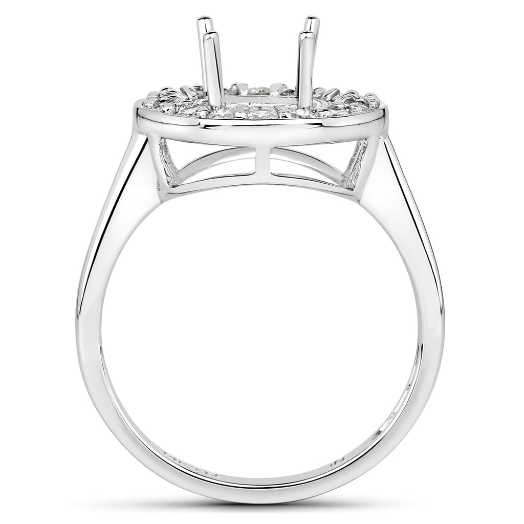 0.48 Carat Genuine White Diamond 14K White Gold Semi Mount Ring - holds 8.00mm Round Gemstone