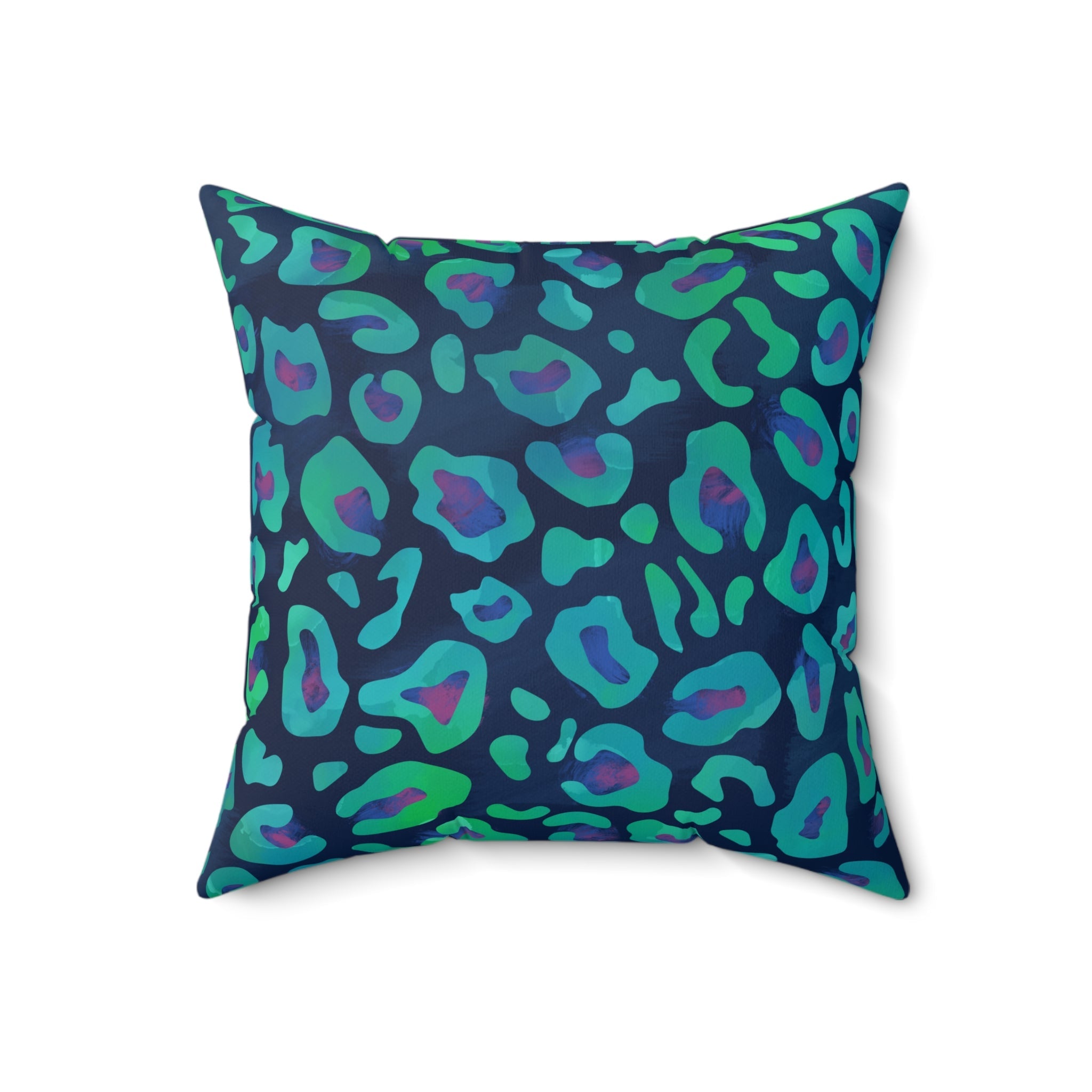 Bespattered Facade Emerald Leopard Square Throw Pillow | 4 Sizes