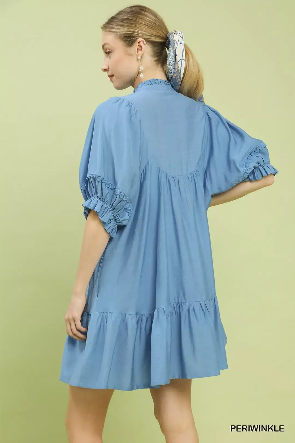 Umgee Smocked Bib Ruffle Hem Babydoll Dress