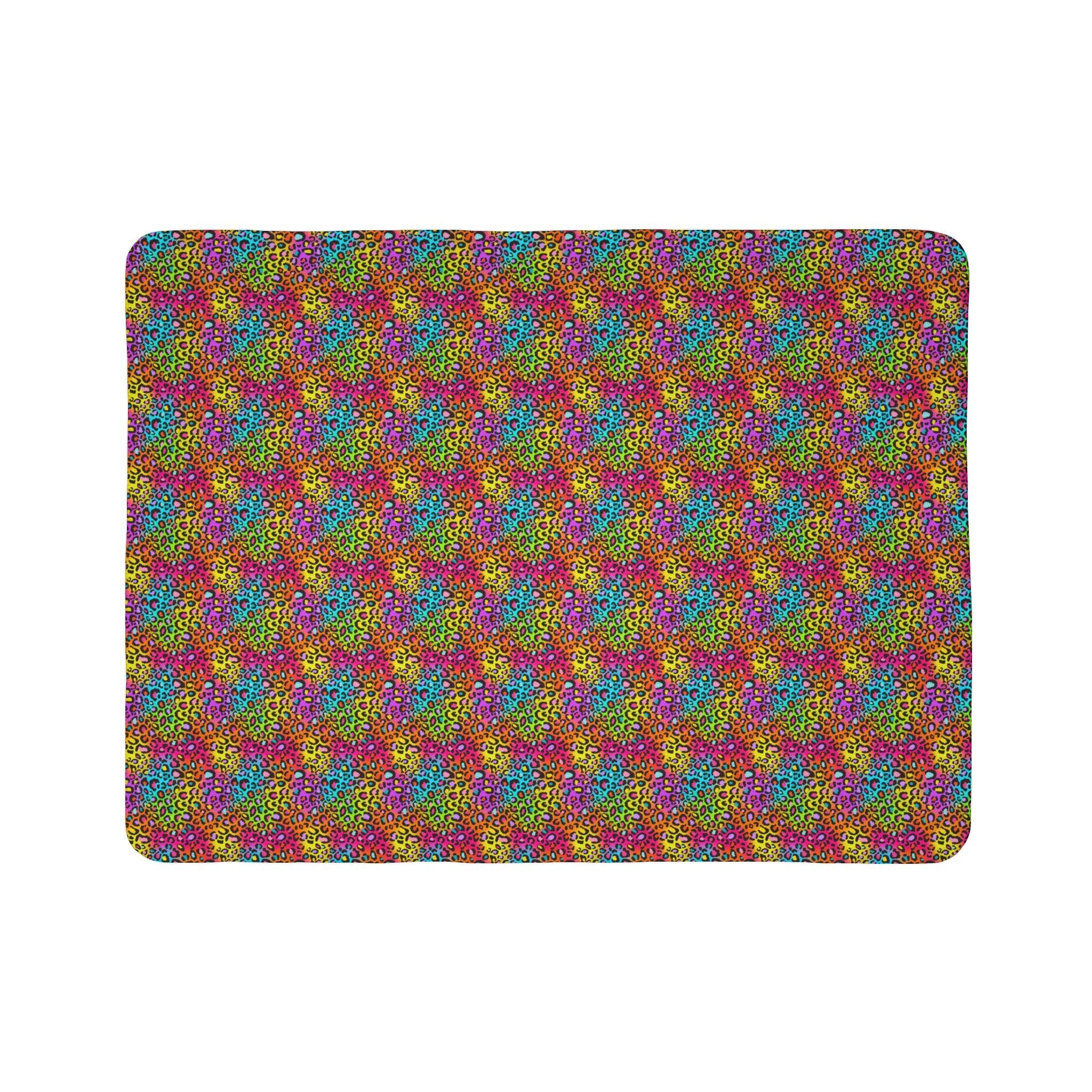 Bespattered Facade Neon Leopard Vibrant Fleece Sherpa Blanket | 2 Colors & Sizes