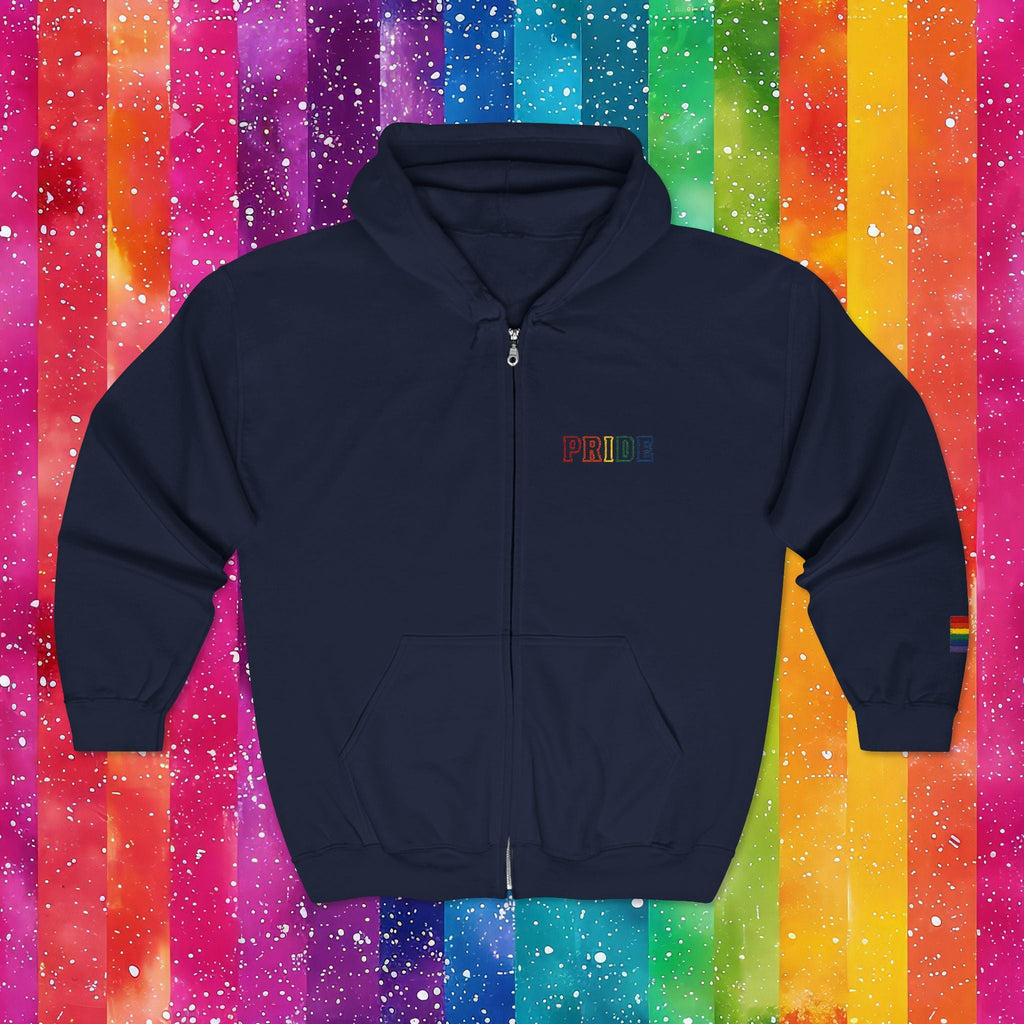 Bespattered Facade Rainbow LGBTQ+ Pride Embroidered Full-Zip Hoodie