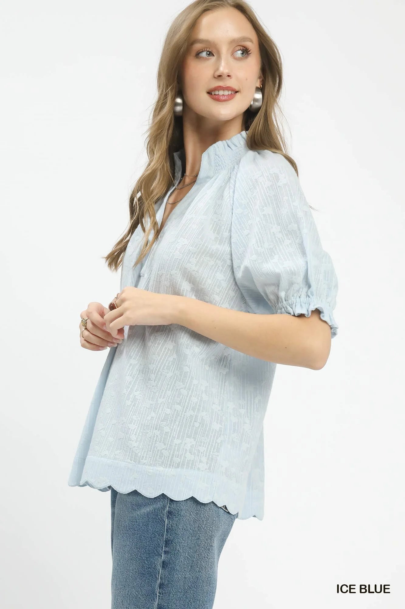 Umgee Textured Pintuck Blouse
