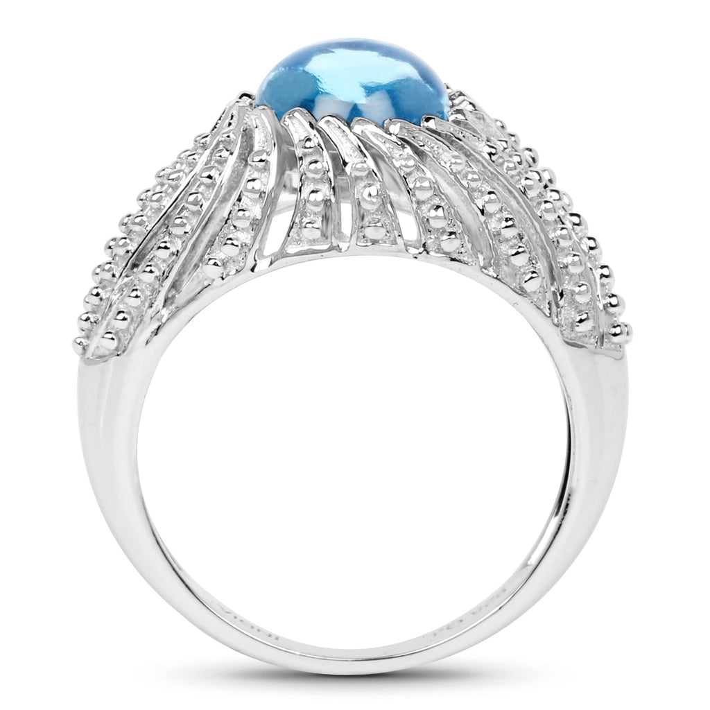 3.65 Carat Genuine Swiss Blue Topaz .925 Sterling Silver Ring