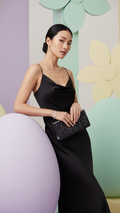 INC International Concepts Carolyn Cake Glitter Clutch Bag, Charcoal