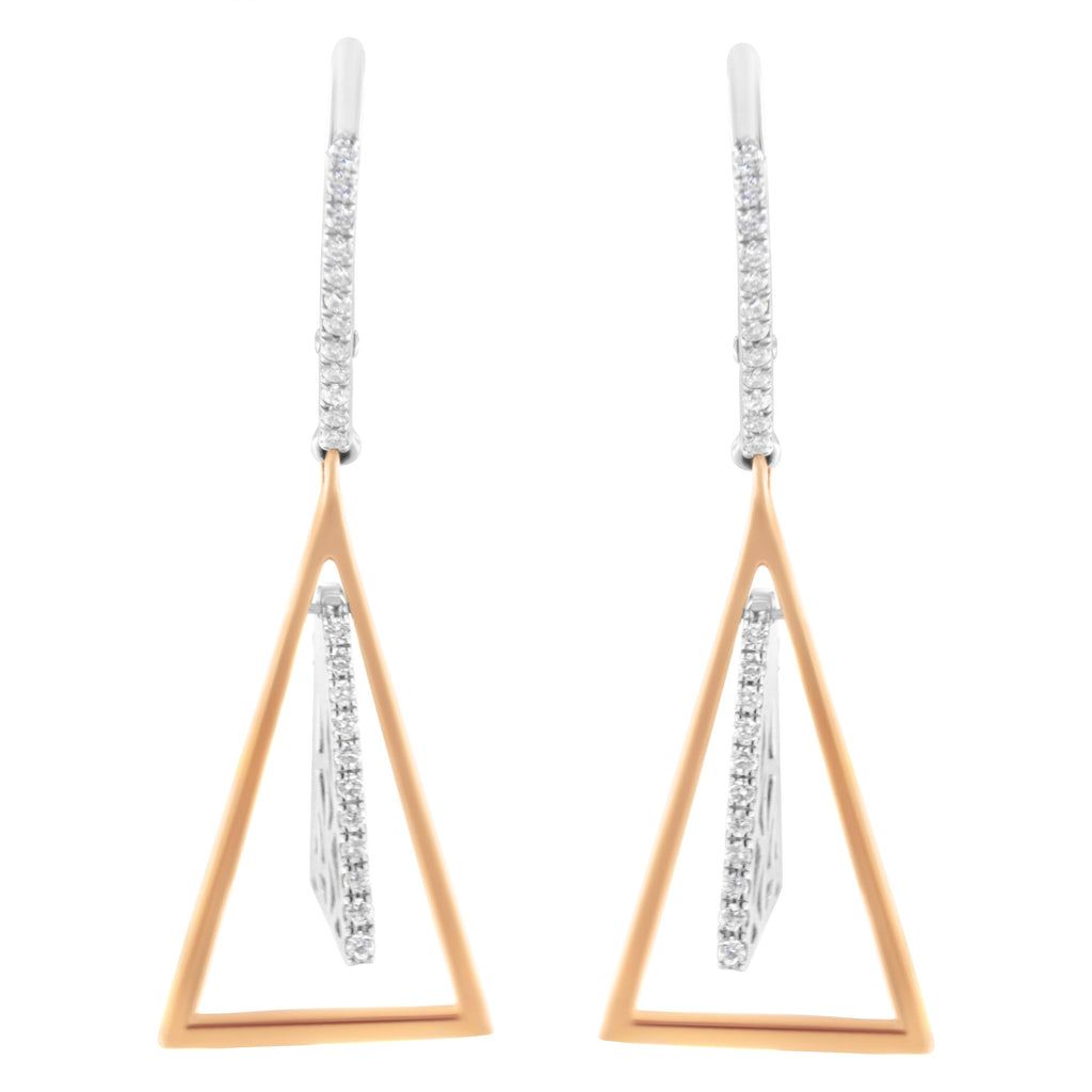 14K Rose and White Gold 3/8 Cttw Diamond Windchime Drop and Dangle Earring (G-H Color, SI1-SI2 Clarity)