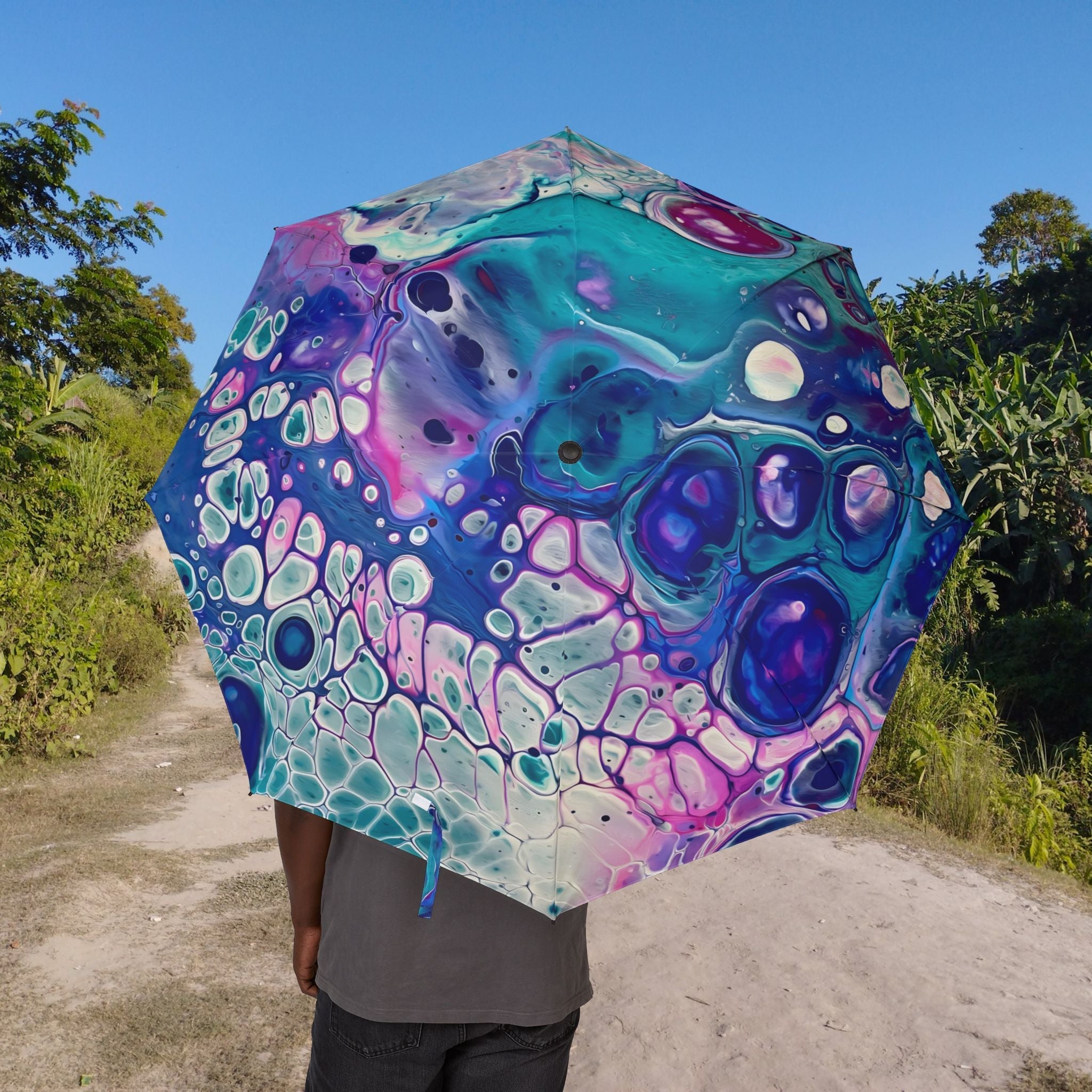 Bespattered Facade Galaxy Foldable Umbrella — Compact Semi-Automatic Rain Parasol