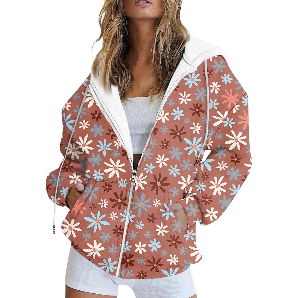 RODYETQQ Hoodie Winter Y2k Jackets Plus Size Coats Womens Hoodie Zip Up Hoodie for Women Zip Up Zip Up Hoodie Oversized(3-BrownMedium)