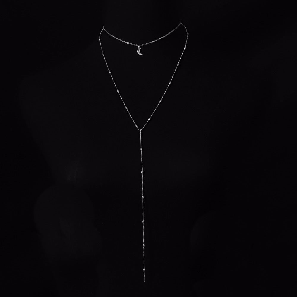Elegant Moon and Star Pendant Necklace with Pearls