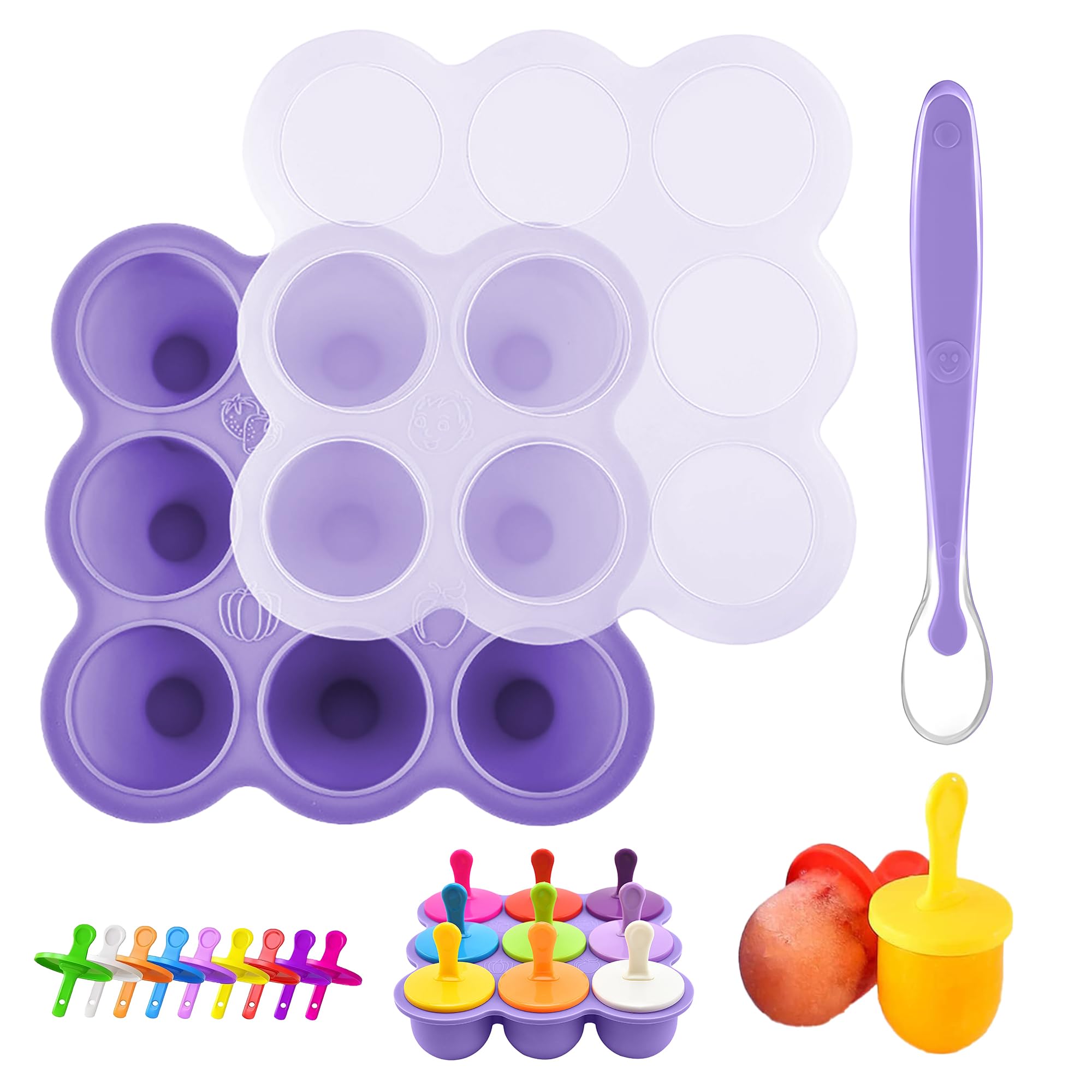 WAJIAYON Baby Food Storage Container Silicone Baby Food Freezer Tray with LidPerfect Baby Food Container for Homemade Baby Food Vegetables & Fruit Purees Breast Milk- Purple