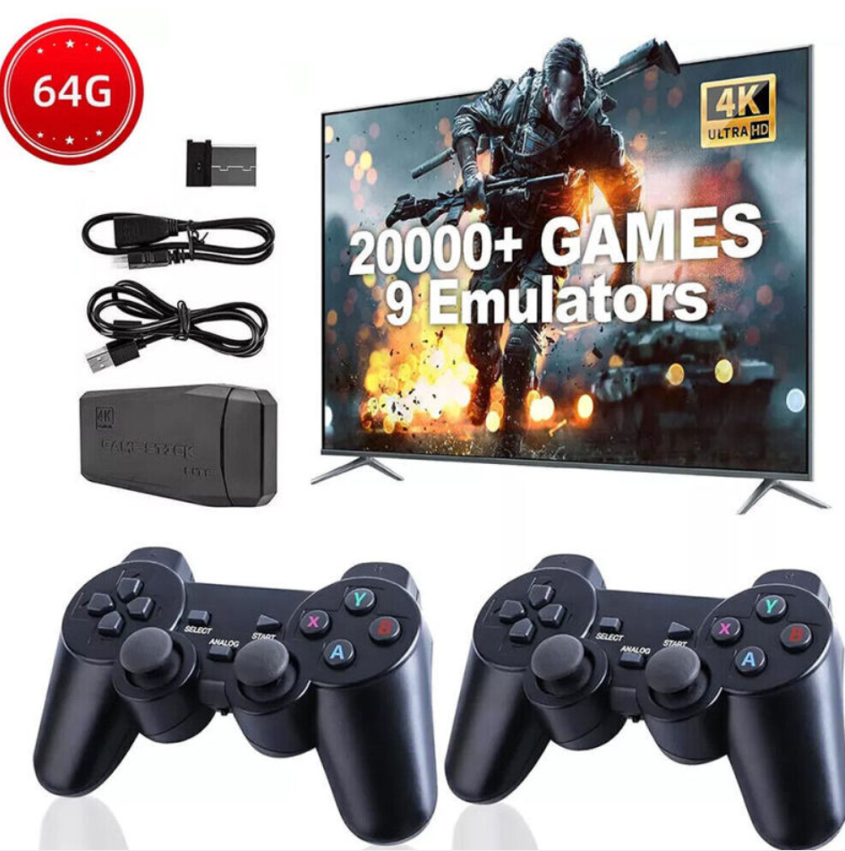 4K Retro Game Stick Console & Dual Wireless Controllers