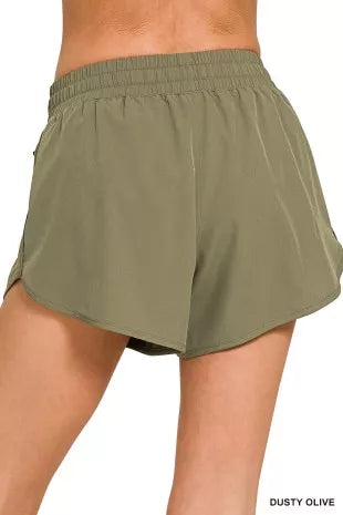Zenana Soft Woven Lined Shorts With Zip Coin Pocket