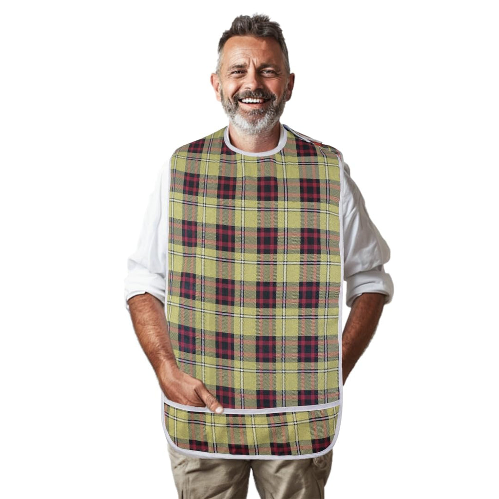 Modaliv Adult Bibs for Eating Reusable Clothing Protector - Waterproof Adult Bib with Food Catcher - Machine Washable Gift for Men - Extra Long Senior Men and Women Bibs Gift for Women (Beige)