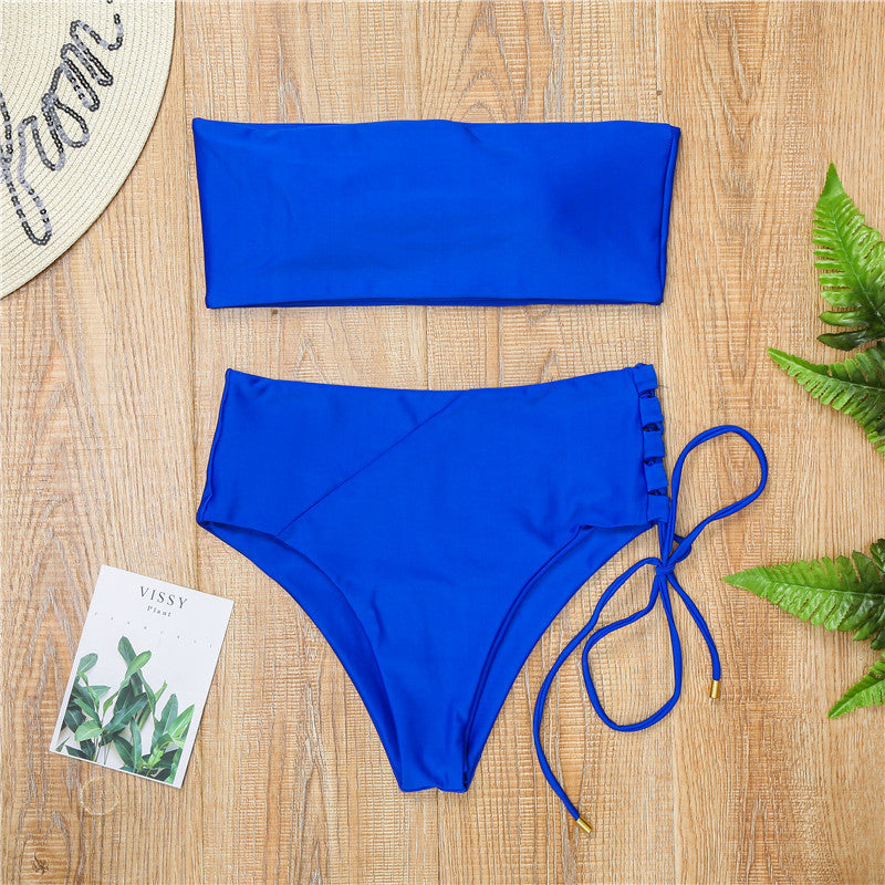 2019 New Style High Waist Strapless Bikini Swimsuit