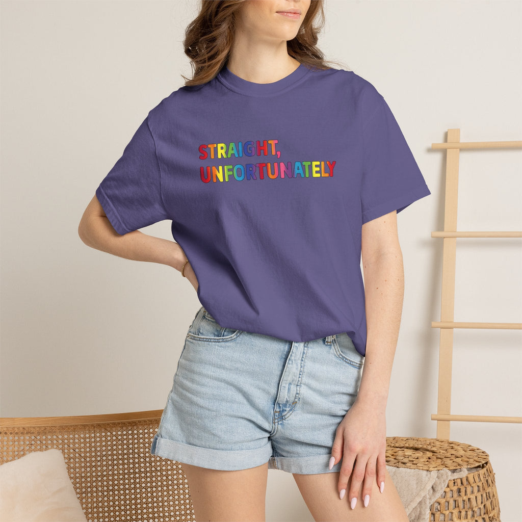 Bespattered Facade Rainbow Unfortunately Straight Colorful LGBTQ+ Pride Premium Unisex Comfort Colors Garment Dyed 100% Cotton T-Shirt