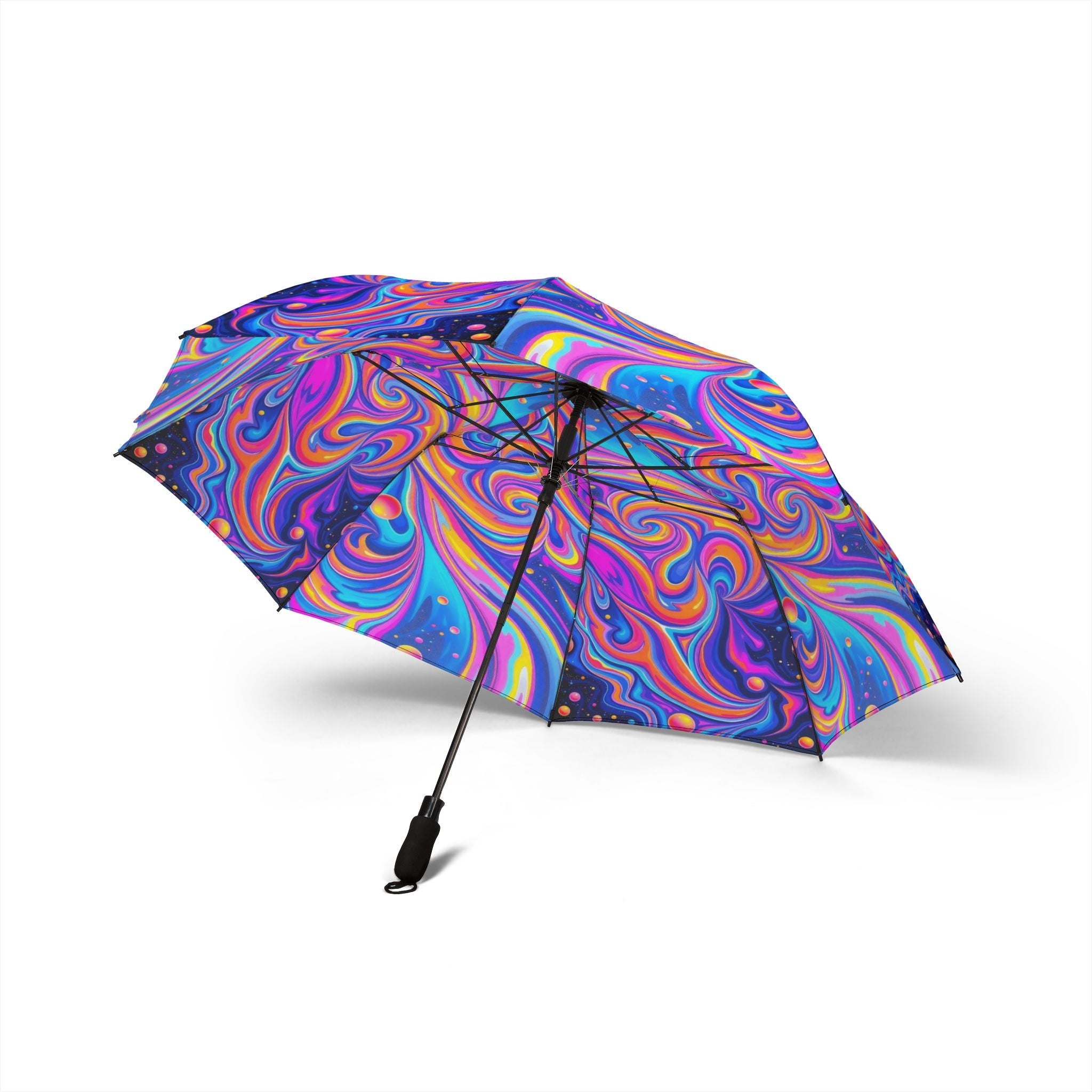 Bespattered Facade Trippy Rainbow Foldable Umbrella — Compact Semi-Automatic Rain Parasol