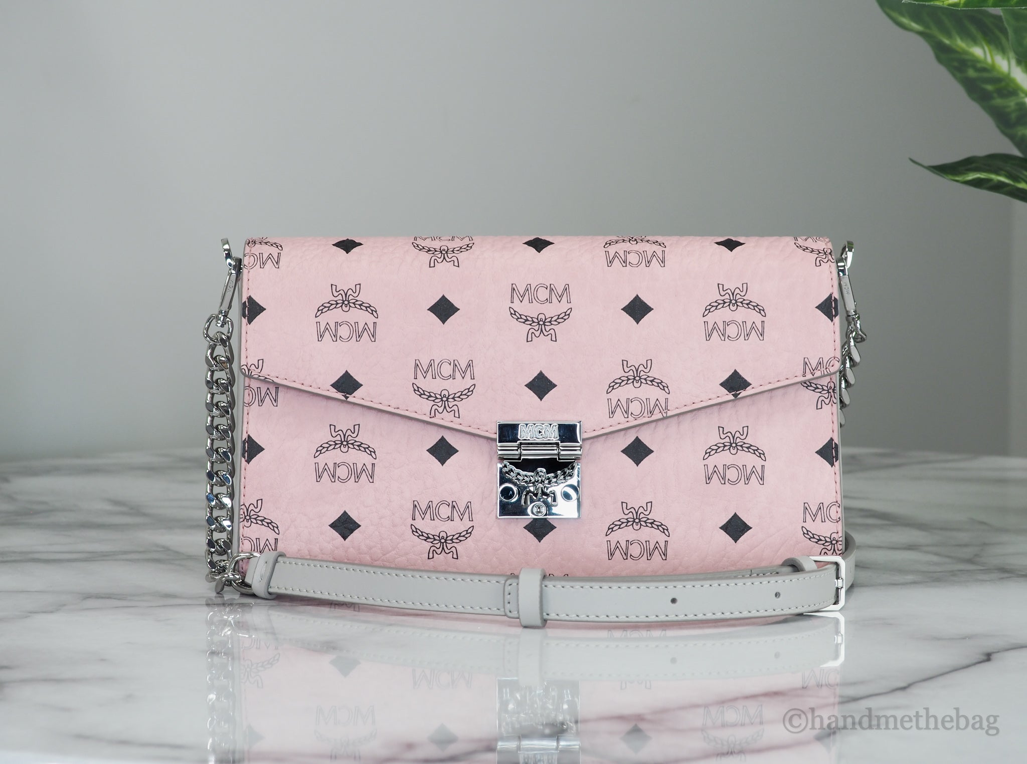 MCM Medium Soft Leather Clutch Crossbody Bag
