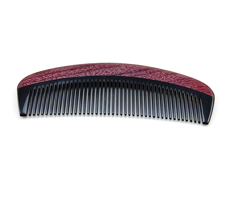 Natural Purple Heart Wood and Horn Hair Comb
