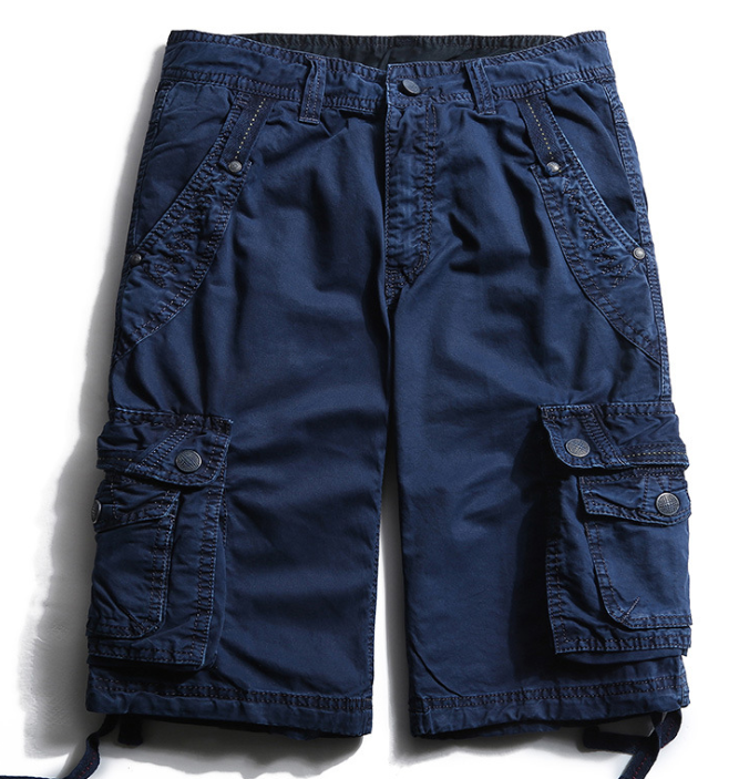 Men's Summer Cargo Shorts, Straight-Leg Cotton Pants