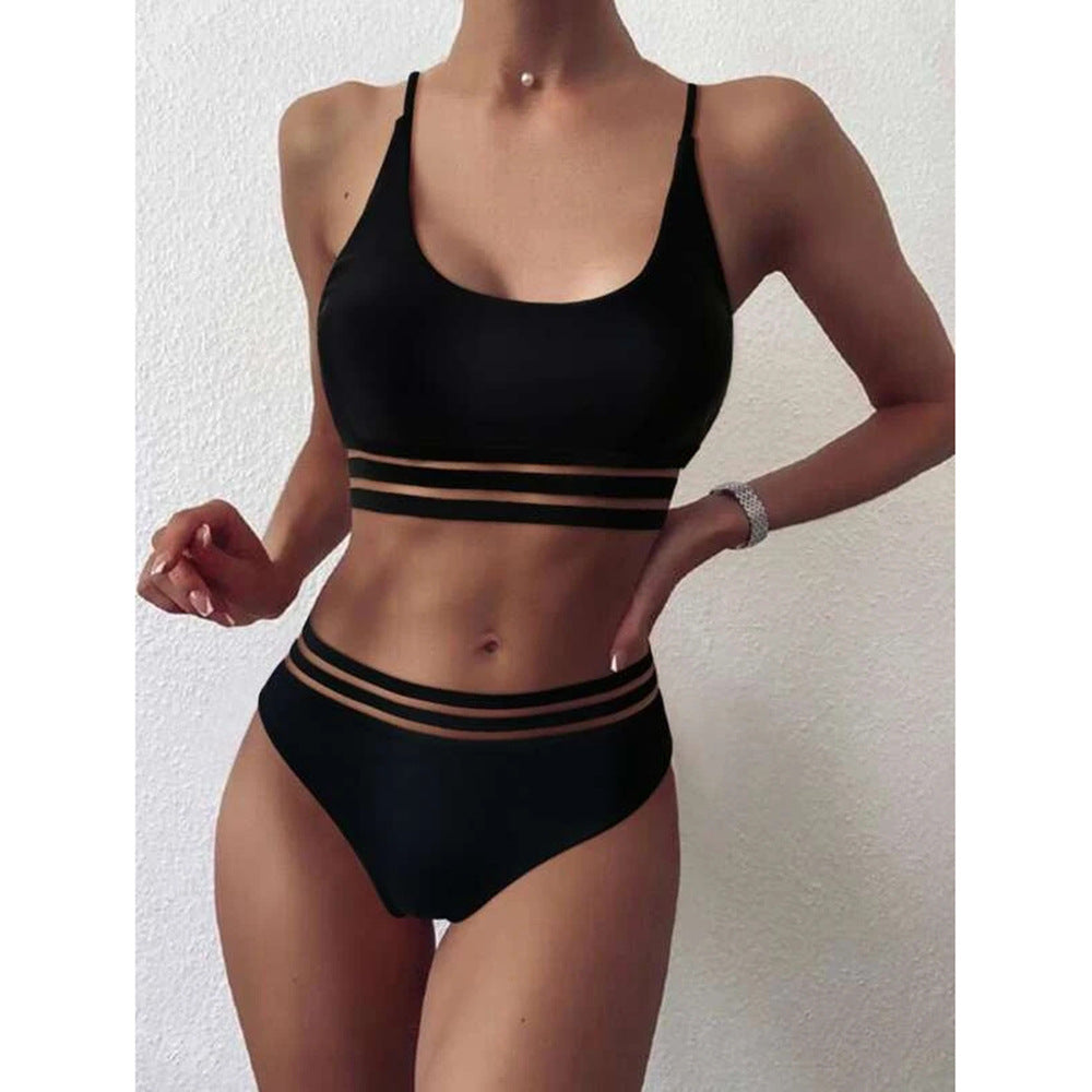 2022 New Women's High-Waist Black Bikini Set
