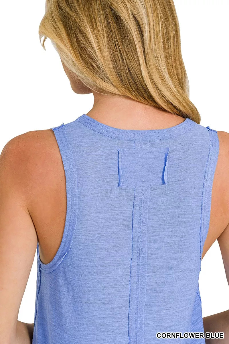 Zenana Curved Hem Slub Tunic Tank