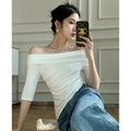 French Pure Lust Chain One-Shoulder T-Shirt