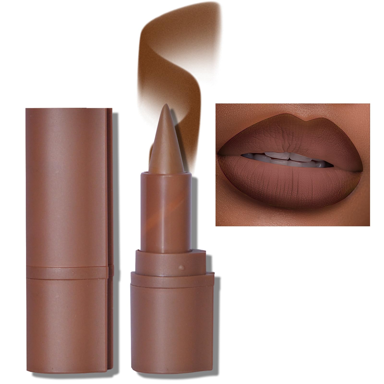 Erinde 2-in-1 Lip Liner and Lipstick Lip Combo Set Matte Nude Dark Brown Red Lip Liner Creamy Lip Pencil Crayon High Pigmented Long lasting Lipstick Makeup 01# Milk Tea