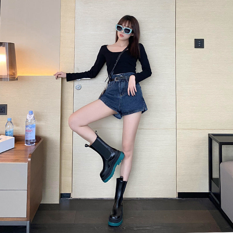 BV Green Bottom 2020 New Black Chelsea Ankle Boots