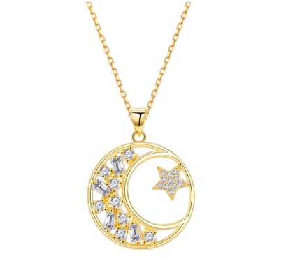 Korean Star and Moon Necklace, Women's Choker Chain