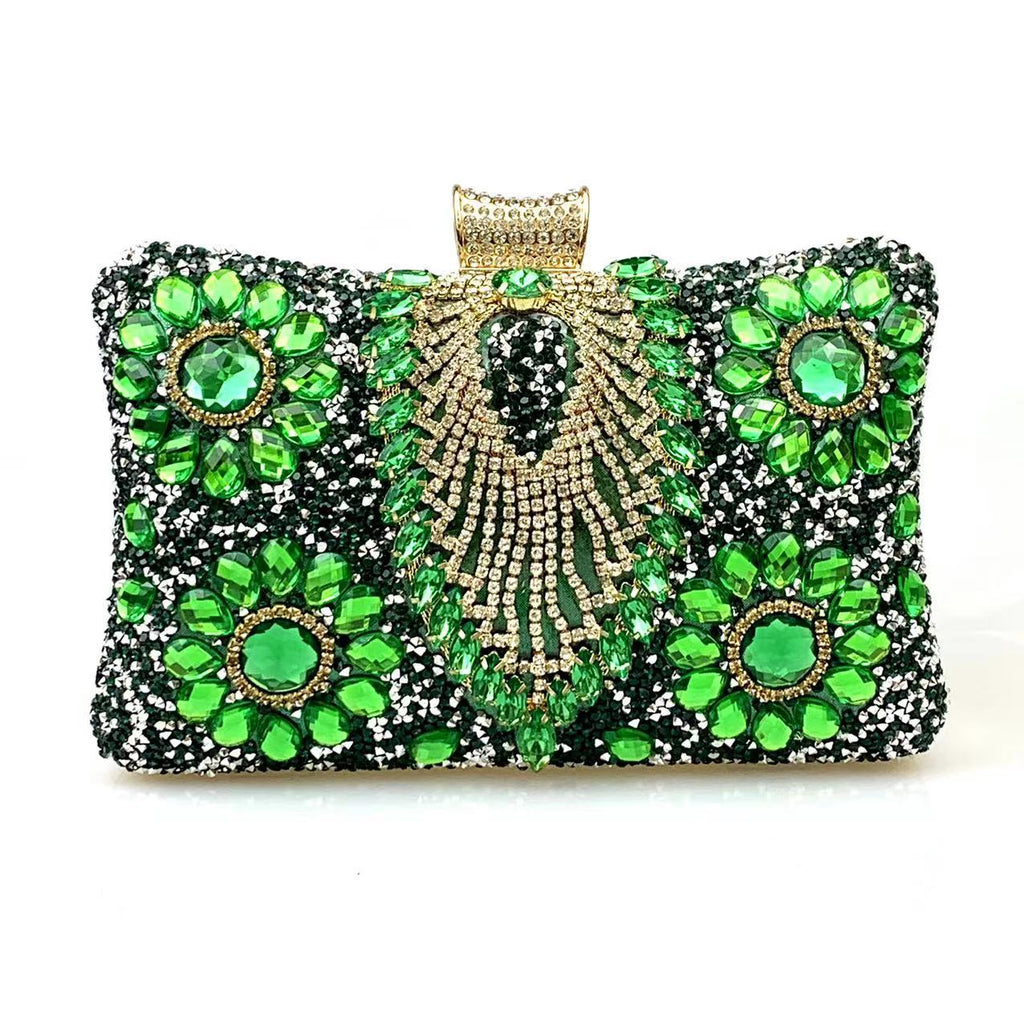 Multicolored Diamond Crystal Flower Evening Clutch Bag