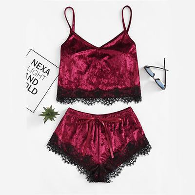 New Women's Two-Piece Set with Lace Trim Skirt