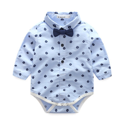 Boys' Bow Tie Vest and Long Sleeve Romper Set