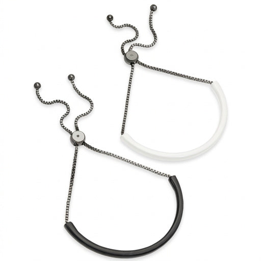 Inc Black-Tone 2-Pc. Set Enamel Tube Bolo Bracelets