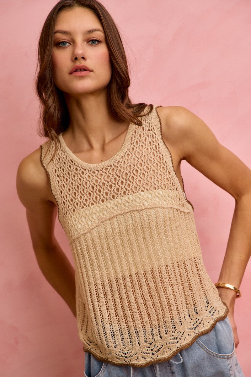 SO ME Crochet Lace Light Weight Sweater Vest