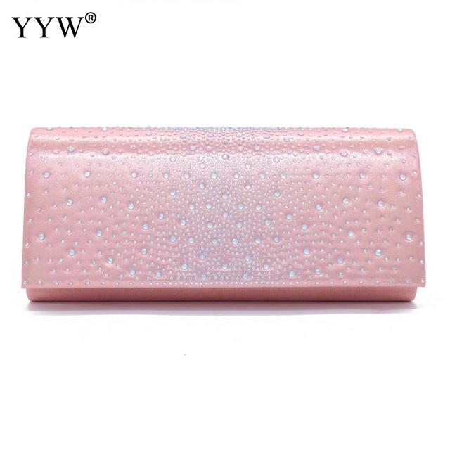 Satin Evening Clutch Bag with Rhinestone Rivets