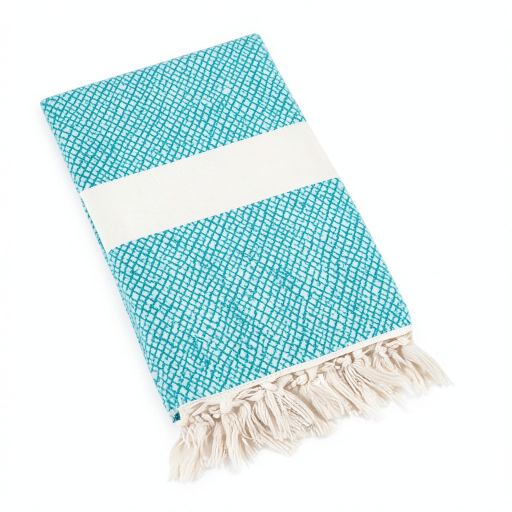 Cotton Cloud Co. 79x95 100% Cotton Fringed Oversized Diamond Turkish Blanket