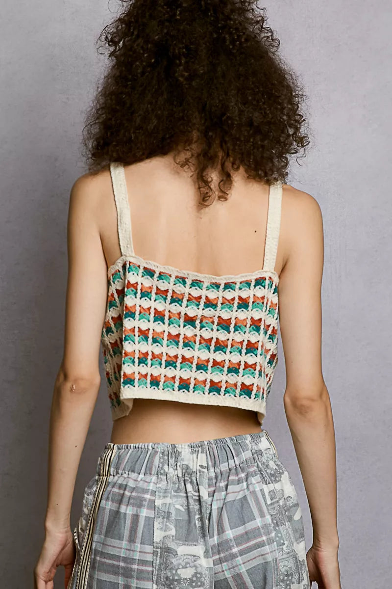 POL Cropped Crochet Cami with Scalloped Edge
